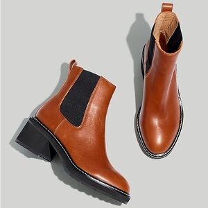 Madewell Carina Platform Chelsea Boot| Size 8.5| Dried Maple/ Dark Tan| EUC